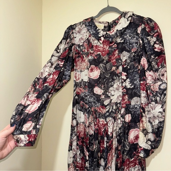 Women’s Vintage Floral Maxi Length Drop Waist Long Puff Sleeve Dress Size: 6 - Picture 5 of 16